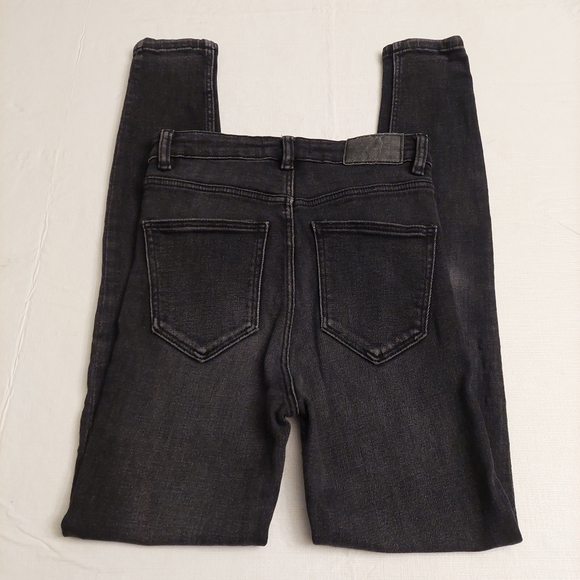 Zara Black Acid Wash Denim High Rise Skinny Jeans Stretch Women's Size 4 - Picture 6 of 12